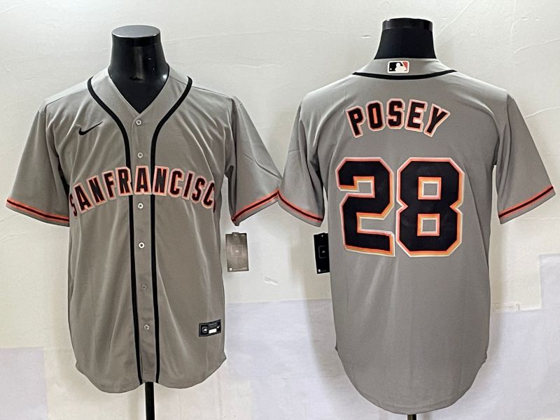 Men 2025 San Francisco Giants #28 Posey Grey Game Nike MLB Jersey style 41